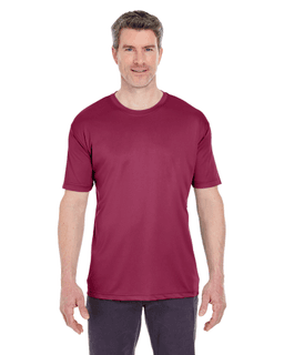 Sample of UltraClub 8420 - Men's Cool & Dry Sport Performance Interlock T-Shirt in MAROON from side front