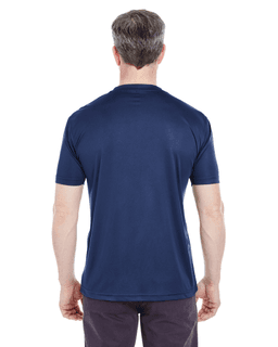 Sample of UltraClub 8420 - Men's Cool & Dry Sport Performance Interlock T-Shirt in NAVY from side back