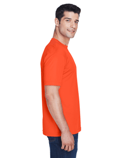 Sample of UltraClub 8420 - Men's Cool & Dry Sport Performance Interlock T-Shirt in ORANGE from side sleeveleft