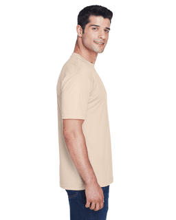 Sample of UltraClub 8420 - Men's Cool & Dry Sport Performance Interlock T-Shirt in SAND from side sleeveleft