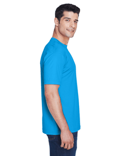 Sample of UltraClub 8420 - Men's Cool & Dry Sport Performance Interlock T-Shirt in SAPPHIRE from side sleeveleft