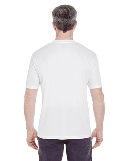 Sample of UltraClub 8420 - Men's Cool & Dry Sport Performance Interlock T-Shirt in WHITE from side back