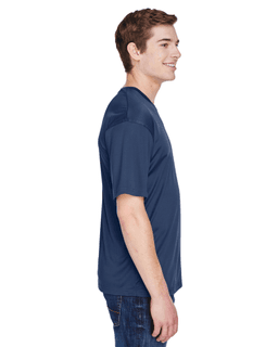 Sample of UltraClub 8620 - Men's Cool & Dry Basic Performance T-Shirt in NAVY from side sleeveleft