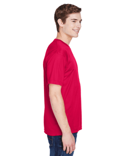 Sample of UltraClub 8620 - Men's Cool & Dry Basic Performance T-Shirt in RED from side sleeveleft