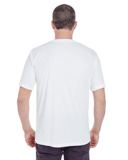 Sample of UltraClub 8620 - Men's Cool & Dry Basic Performance T-Shirt in WHITE from side back