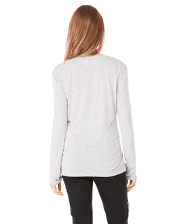 Sample of Bella 8855 - Ladies' Flowy Long Sleeve V-Neck in ATHLETIC HEATHER from side back