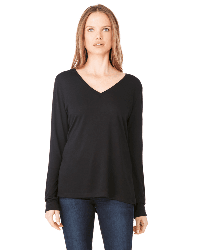 Sample of Bella 8855 - Ladies' Flowy Long Sleeve V-Neck in BLACK style