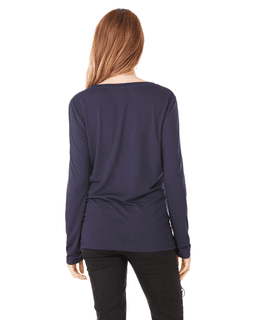 Sample of Bella 8855 - Ladies' Flowy Long Sleeve V-Neck in MIDNIGHT from side back