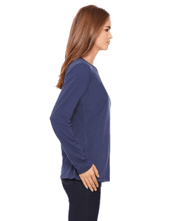 Sample of Bella B6450 - Ladies' Relaxed Jersey Long-Sleeve T-Shirt in NAVY from side sleeveleft