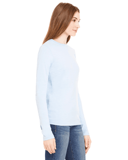 Sample of Bella B6500 - Ladies' Jersey Long-Sleeve T-Shirt in BABY BLUE from side sleeveleft