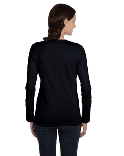 Sample of Bella B6500 - Ladies' Jersey Long-Sleeve T-Shirt in BLACK from side back