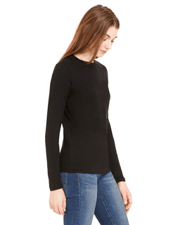 Sample of Bella B6500 - Ladies' Jersey Long-Sleeve T-Shirt in BLACK from side sleeveleft