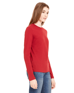 Sample of Bella B6500 - Ladies' Jersey Long-Sleeve T-Shirt in CARDINAL from side sleeveleft