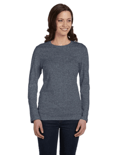 Sample of Bella B6500 - Ladies' Jersey Long-Sleeve T-Shirt in DEEP HEATHER from side front