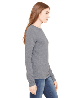 Sample of Bella B6500 - Ladies' Jersey Long-Sleeve T-Shirt in DEEP HEATHER from side sleeveleft