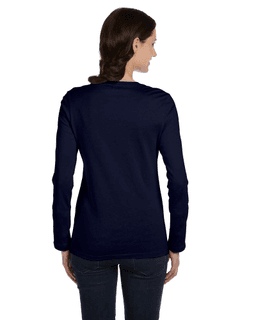 Sample of Bella B6500 - Ladies' Jersey Long-Sleeve T-Shirt in NAVY from side back