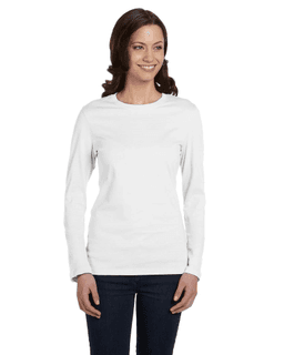 Sample of Bella B6500 - Ladies' Jersey Long-Sleeve T-Shirt in WHITE from side front