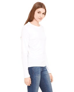 Sample of Bella B6500 - Ladies' Jersey Long-Sleeve T-Shirt in WHITE from side sleeveleft