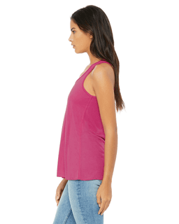 Sample of Ladies' Flowy Racerback Tank in BERRY from side sleeveright