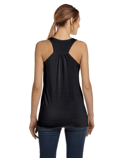 Sample of Ladies' Flowy Racerback Tank in BLACK from side back