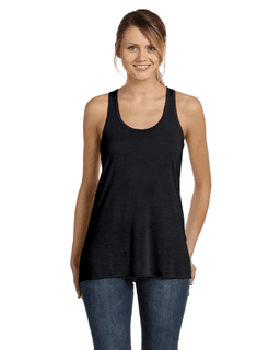 Sample of Ladies' Flowy Racerback Tank in BLACK from side front