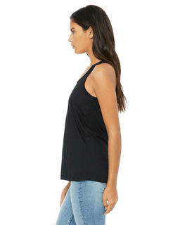 Sample of Ladies' Flowy Racerback Tank in BLACK from side sleeveright