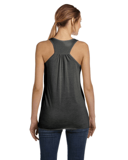 Sample of Ladies' Flowy Racerback Tank in BLACK MARBLE from side back