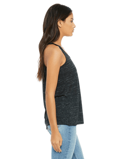 Sample of Ladies' Flowy Racerback Tank in BLACK MARBLE from side sleeveleft