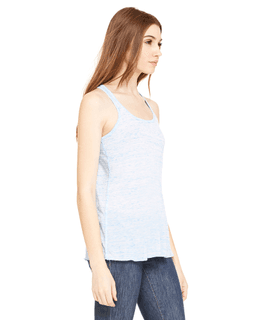 Sample of Ladies' Flowy Racerback Tank in BLUE MARBLE from side sleeveleft