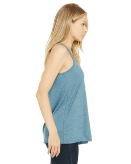 Sample of Ladies' Flowy Racerback Tank in DENIM SLUB from side sleeveleft