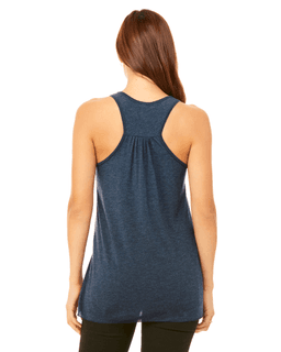 Sample of Ladies' Flowy Racerback Tank in HEATHER NAVY from side back