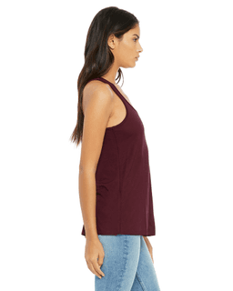 Sample of Ladies' Flowy Racerback Tank in MAROON from side sleeveleft