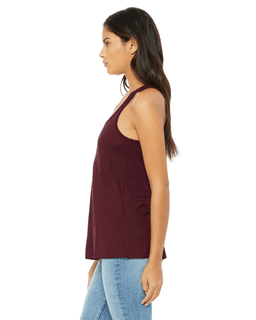 Sample of Ladies' Flowy Racerback Tank in MAROON from side sleeveright