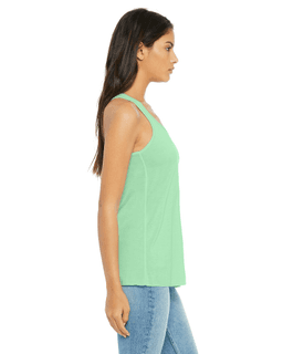 Sample of Ladies' Flowy Racerback Tank in MINT from side sleeveleft