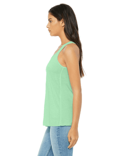 Sample of Ladies' Flowy Racerback Tank in MINT from side sleeveright