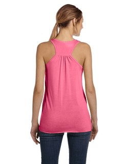 Sample of Ladies' Flowy Racerback Tank in NEON PINK from side back