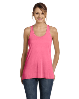 Sample of Ladies' Flowy Racerback Tank in NEON PINK from side front