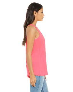 Sample of Ladies' Flowy Racerback Tank in NEON PINK from side sleeveleft