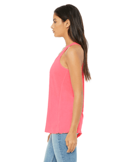 Sample of Ladies' Flowy Racerback Tank in NEON PINK from side sleeveright