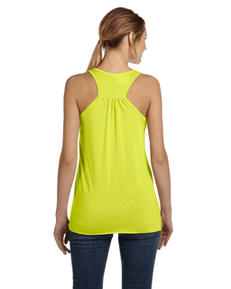 Sample of Ladies' Flowy Racerback Tank in NEON YELLOW from side back