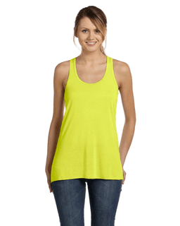 Sample of Ladies' Flowy Racerback Tank in NEON YELLOW from side front