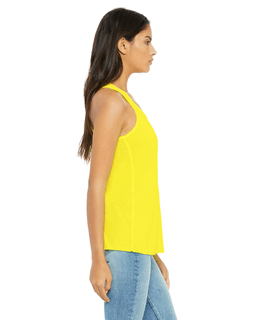 Sample of Ladies' Flowy Racerback Tank in NEON YELLOW from side sleeveleft