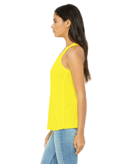 Sample of Ladies' Flowy Racerback Tank in NEON YELLOW from side sleeveright