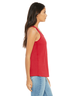 Sample of Ladies' Flowy Racerback Tank in RED from side sleeveleft