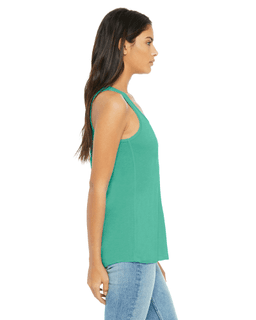 Sample of Ladies' Flowy Racerback Tank in TEAL from side sleeveleft