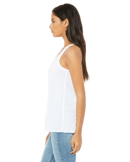 Sample of Ladies' Flowy Racerback Tank in WHITE from side sleeveright