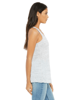 Sample of Ladies' Flowy Racerback Tank in WHITE MARBLE from side sleeveleft