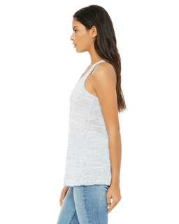 Sample of Ladies' Flowy Racerback Tank in WHITE MARBLE from side sleeveright