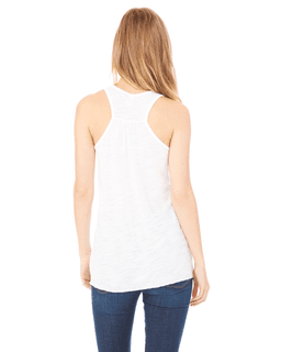 Sample of Ladies' Flowy Racerback Tank in WHITE SLUB from side back