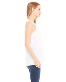 Sample of Ladies' Flowy Racerback Tank in WHITE SLUB from side sleeveleft